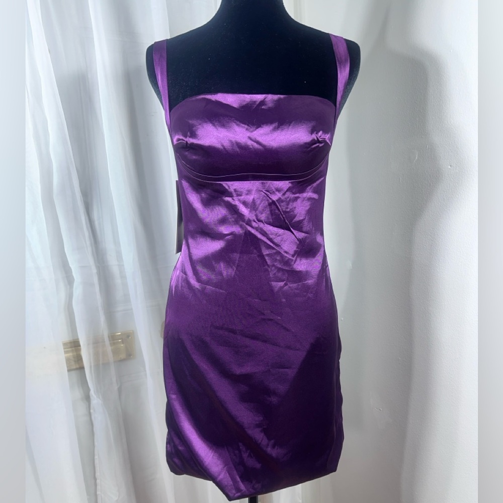 Elegant Plum Purple Satin Dress